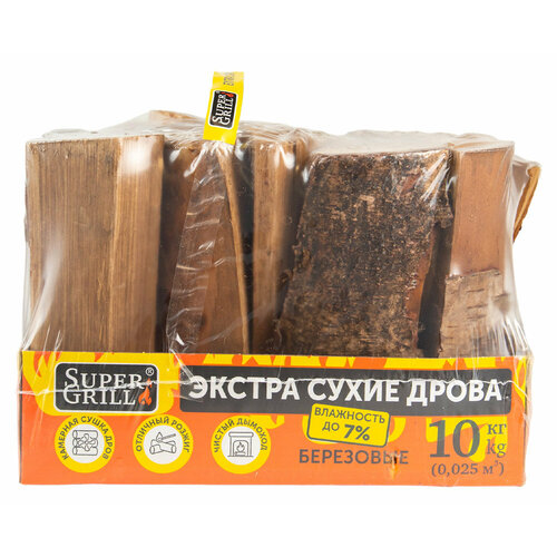 Дрова сухие березовые SuperGrill 10кг дрова березовые сухие 10 кг