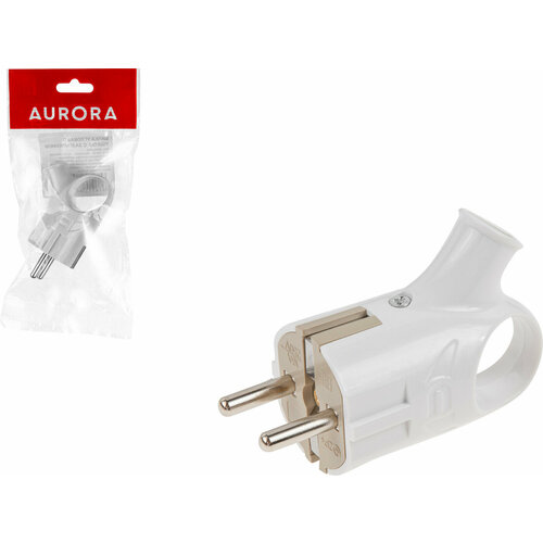 Вилка электрическая угловая с ушком с заземлением 16А 250В AURORA STARTUL белая A100-006 450₽