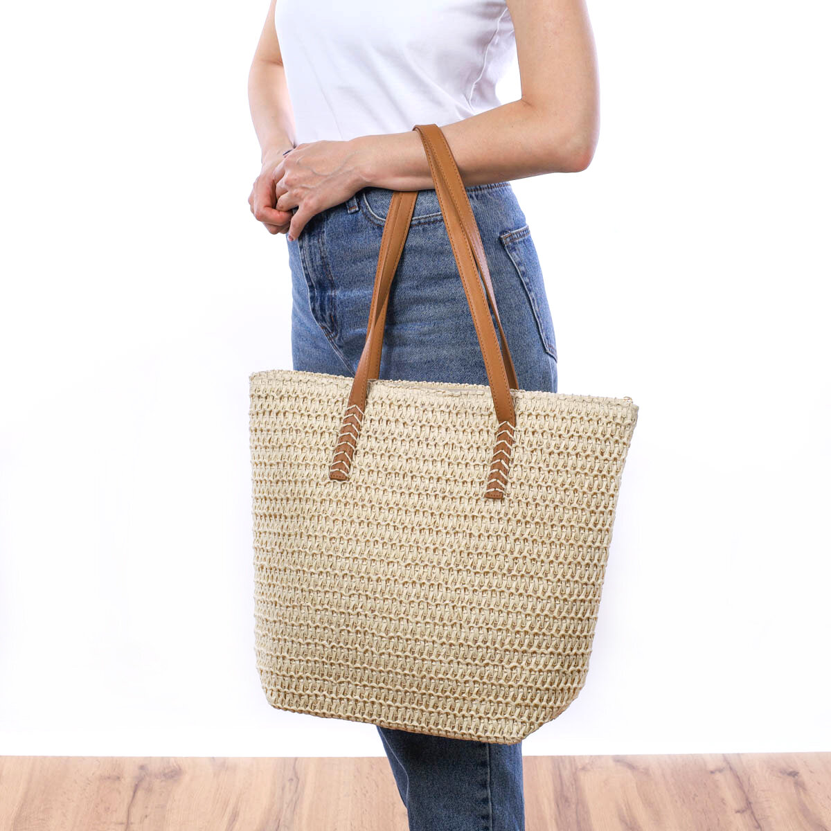 фото Сумка женская плетеная летняя тоут