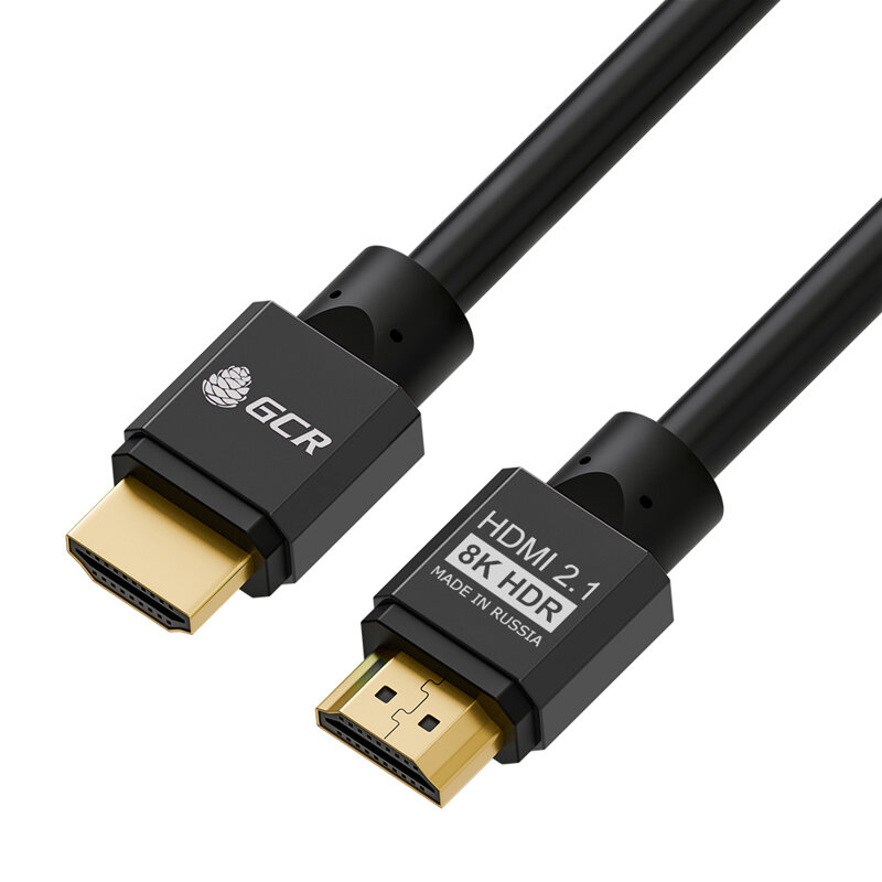 GCR Кабель 1.0m HDMI 2.1, черный, 8K 60Hz, 4K 144Hz, динамический HDR, 4:4:4, Ultra HD, 48.0 Гбит/с, 2 Х экран, армир