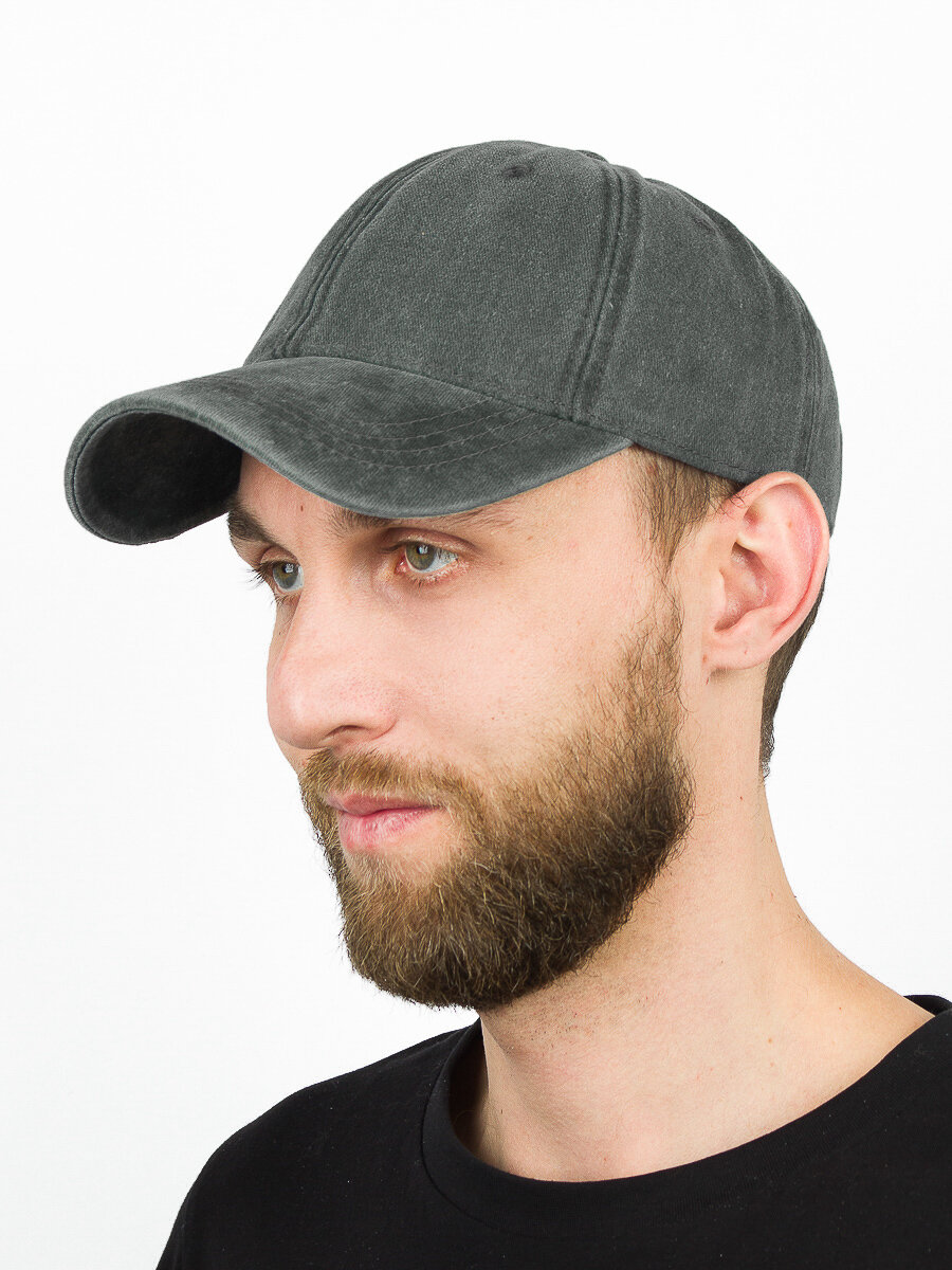 фото Бейсболка потертая джинсовая 100% хлопок Цвет Серый