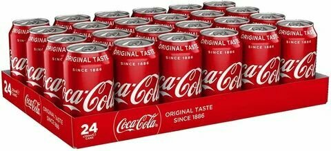 Напиток Coca-Cola (Кока-Кола) сильногазированный 0,3 л ЖБ (комплект 24 шт, Афганистан))