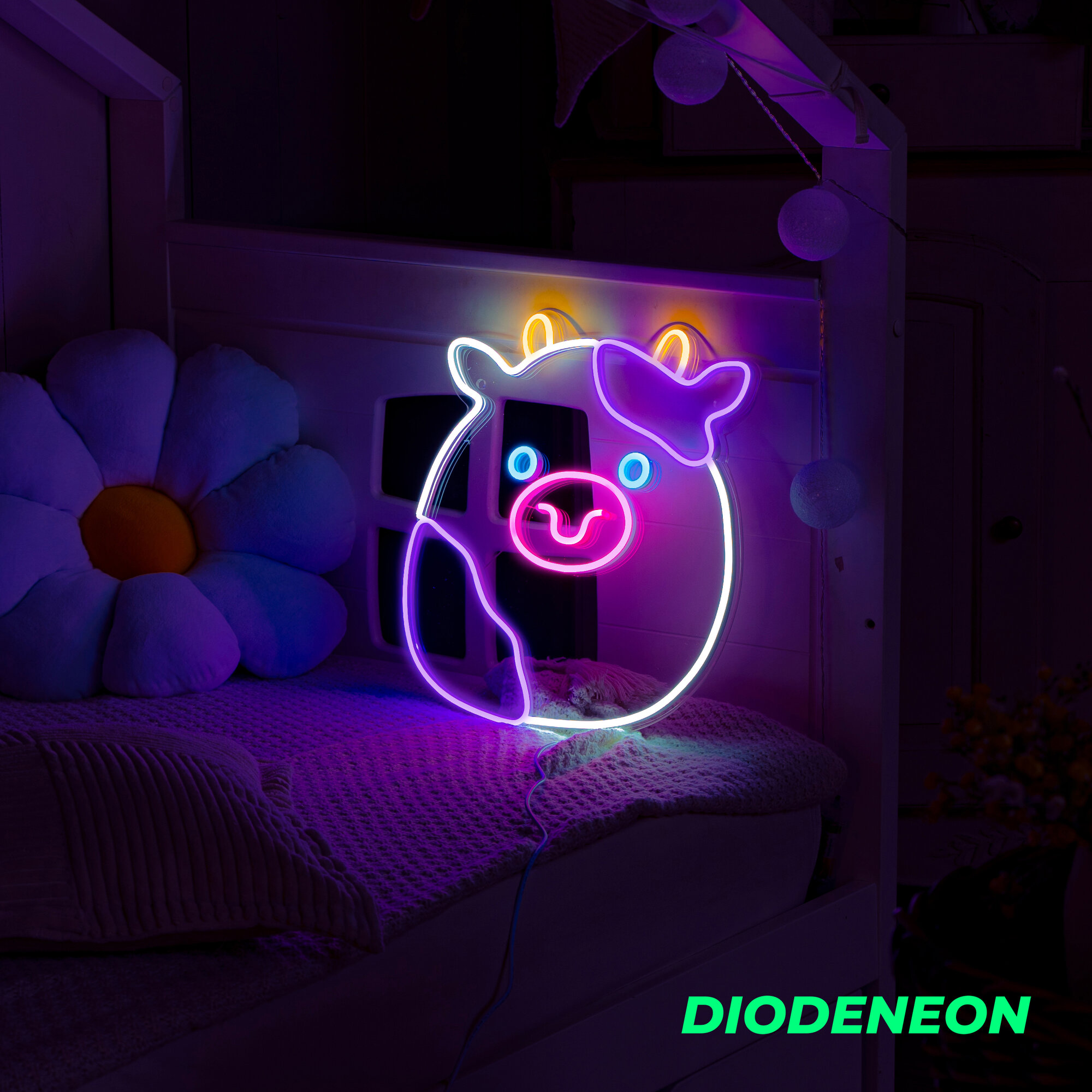 DIODENEON / Неоновая вывеска, светильник - Коровка