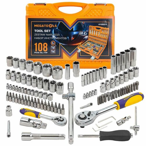 Набор инструментов 108пр, 1/4', 1/2'( 6гр.) MEGATOOLS MT-41082-5