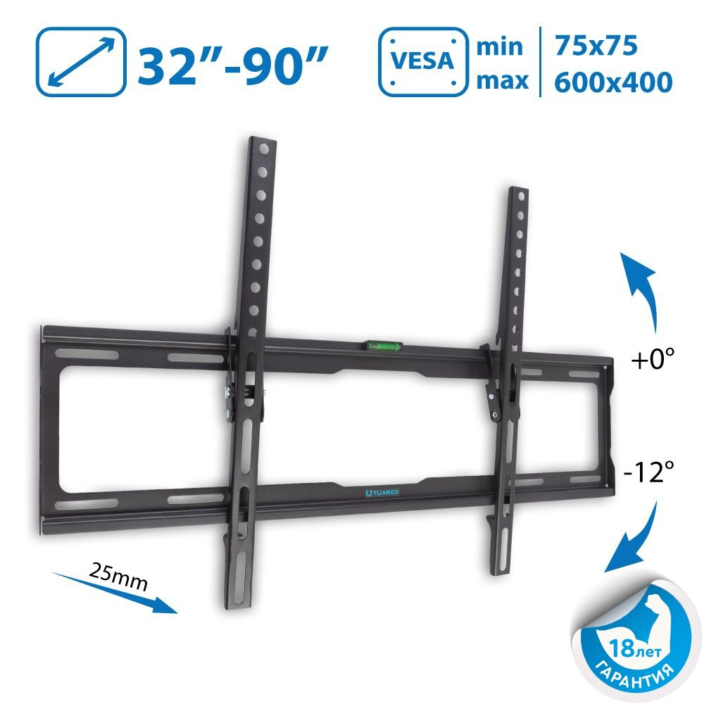 Кронштейн для телевизора на стену / крепление наклонное Tuarex OLIMP-112 / до 90 дюймов / vesa 600x400