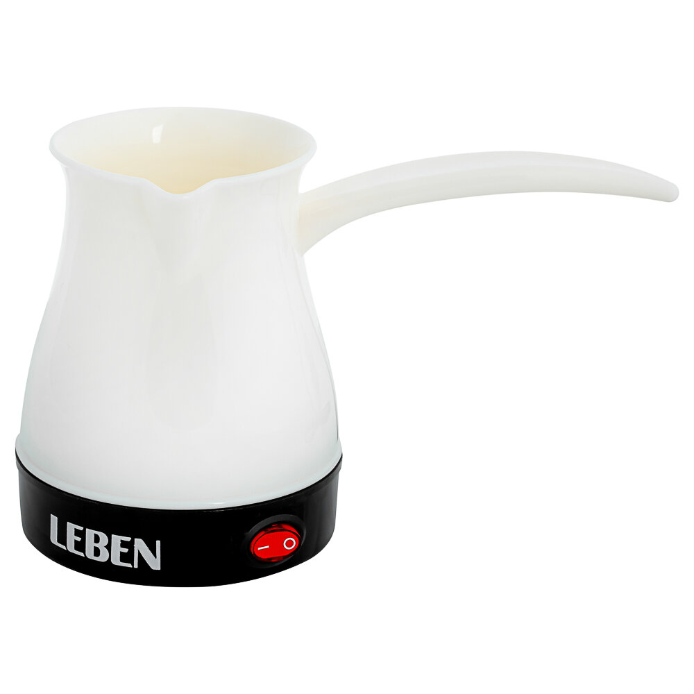 фото LEBEN Турка электрическая с выключателем 0,4л, 700Вт, молочный цвет, пластик