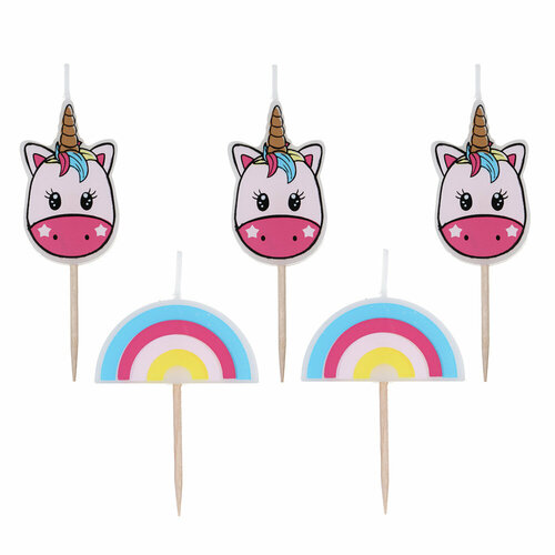 Капитан Весельчак Набор свечей для торта формовых, Единороги, 12 штук