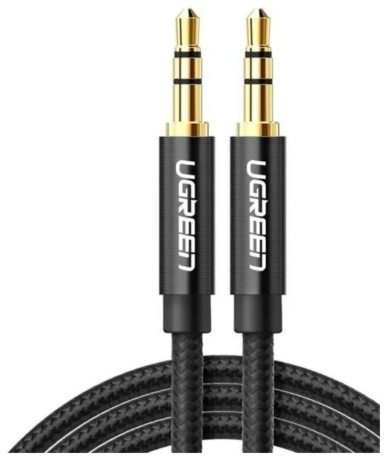 Кабель UGREEN AV112 50361, AUX 3.5mm (M) to AUX 3.5mm (M), в нейлоновой оплётке, 1m, Black