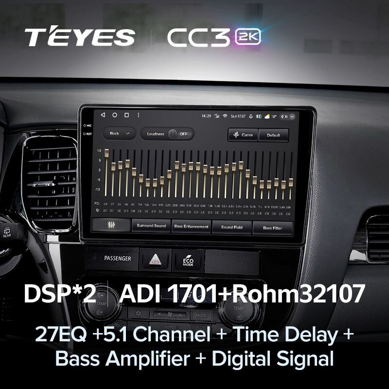 Магнитола TEYES MITSUBISHI OUTLANDER 2012-2018 г. 9 дюймов (комплектация B) CC3 2K 6/128ГБ Android 10, 8-ядерный процессор, QLED экран, DSP, 4G модем, голосовое управление, чип-усилитель TDA7851, радиочип TDA7708 — фото 1