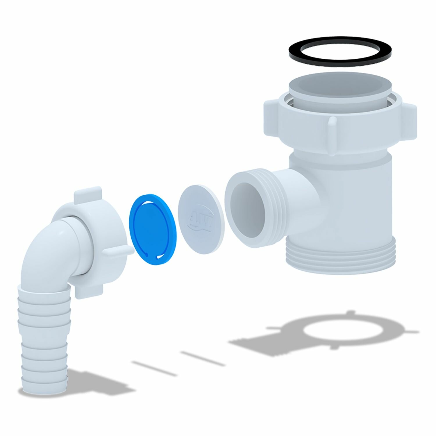 Отвод стиральной машины Ани Пласт 1 1/2"*1 1/2" (M110) — фото 1