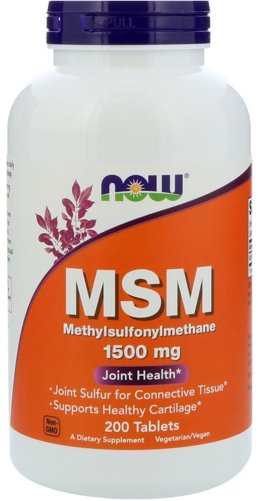 NOW Foods MSM, МСМ 1500 мг 200 таблеток