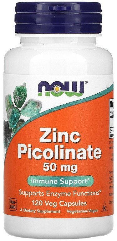 NOW Foods Zinc Picolinate, Цинк Пиколинат 50 мг 120 капсул
