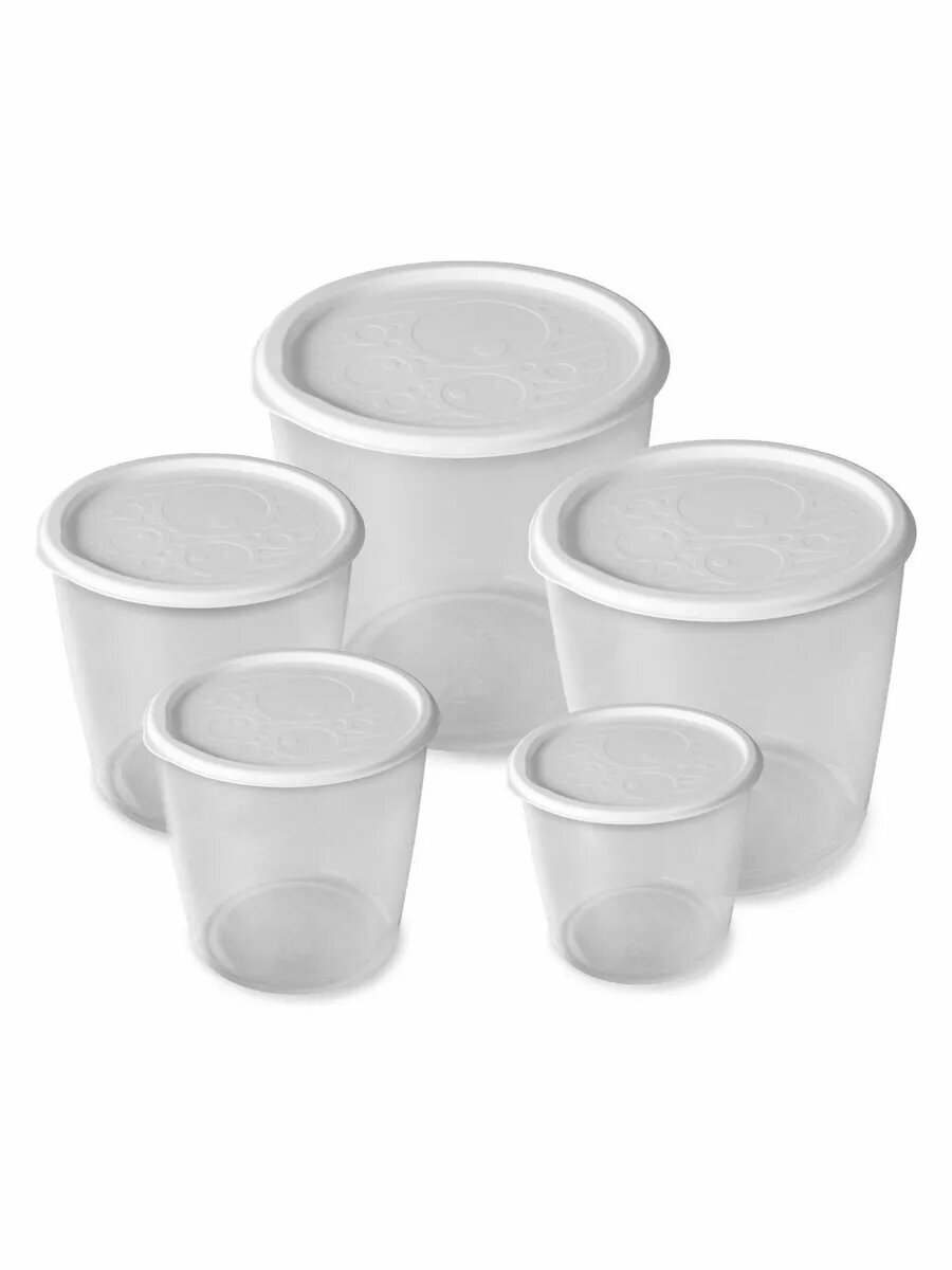 Набор контейнеров Martika, 5 шт, пластик, круглые, универсальные — фото 1