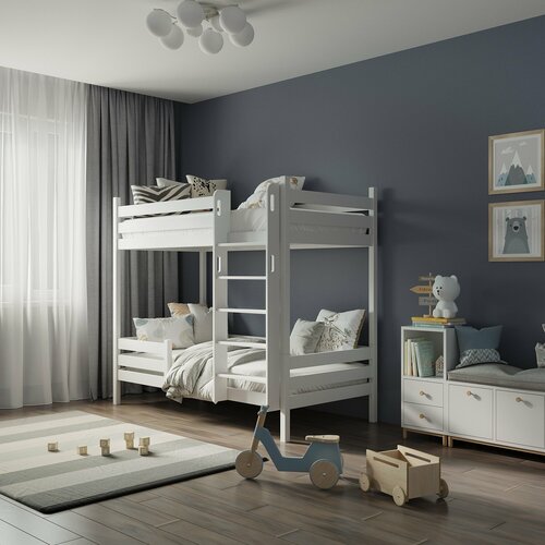 Двухъярусная кровать 180*90, без ящиков, лестница с отверстиями для рук