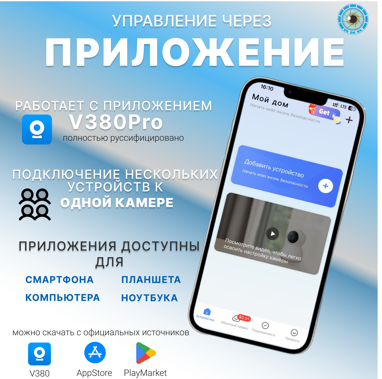 Беспроводная поворотная камера с датчиком движения и режимом ночной съемки — фото 1