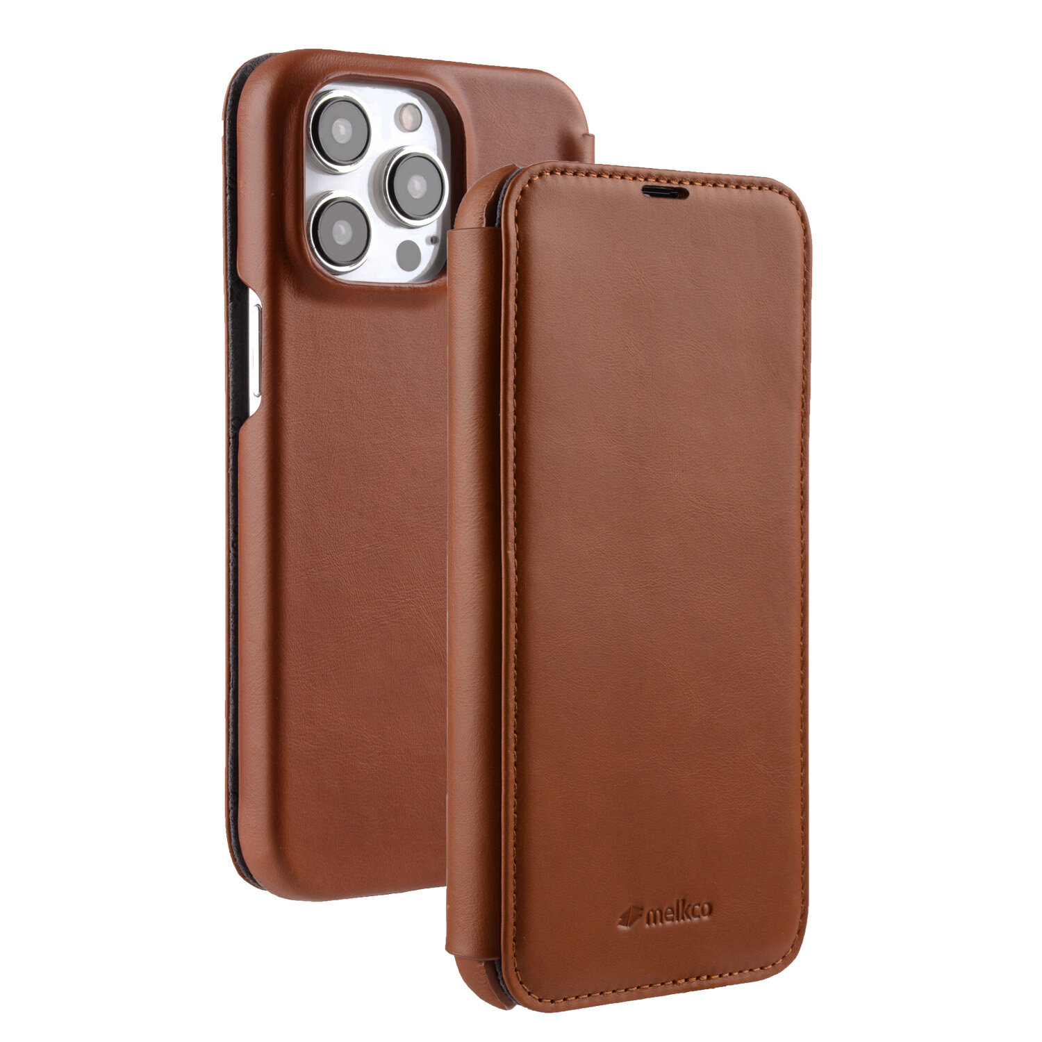 Кожаный чехол книжка Melkco Face Cover Type для iPhone 15 Pro Max, винтажный коричневый
