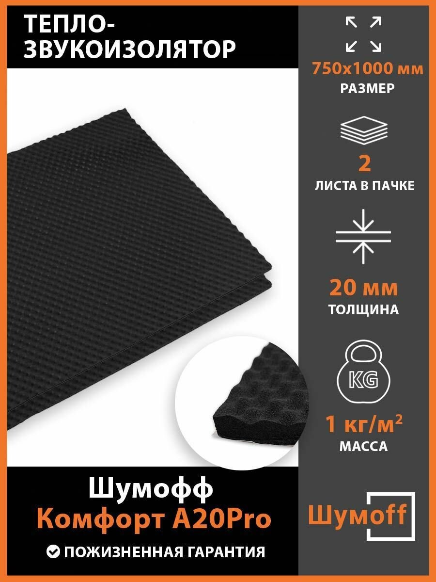 Тепло-звукоизоляция Комфорт А20PRO (2 листа)