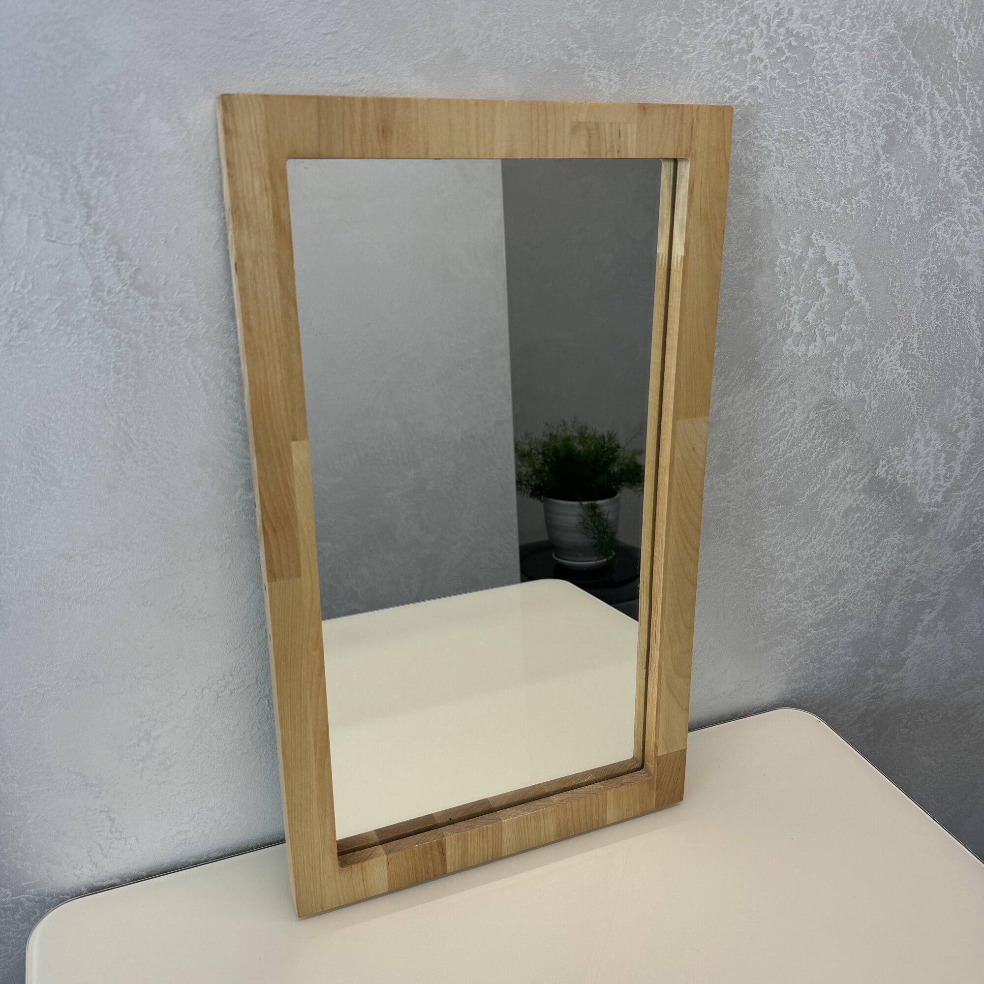 фото Зеркало интерьерное настенное, Briola, прямоугольное в деревянной раме, 50х30 см, цвет натуральный, берёза