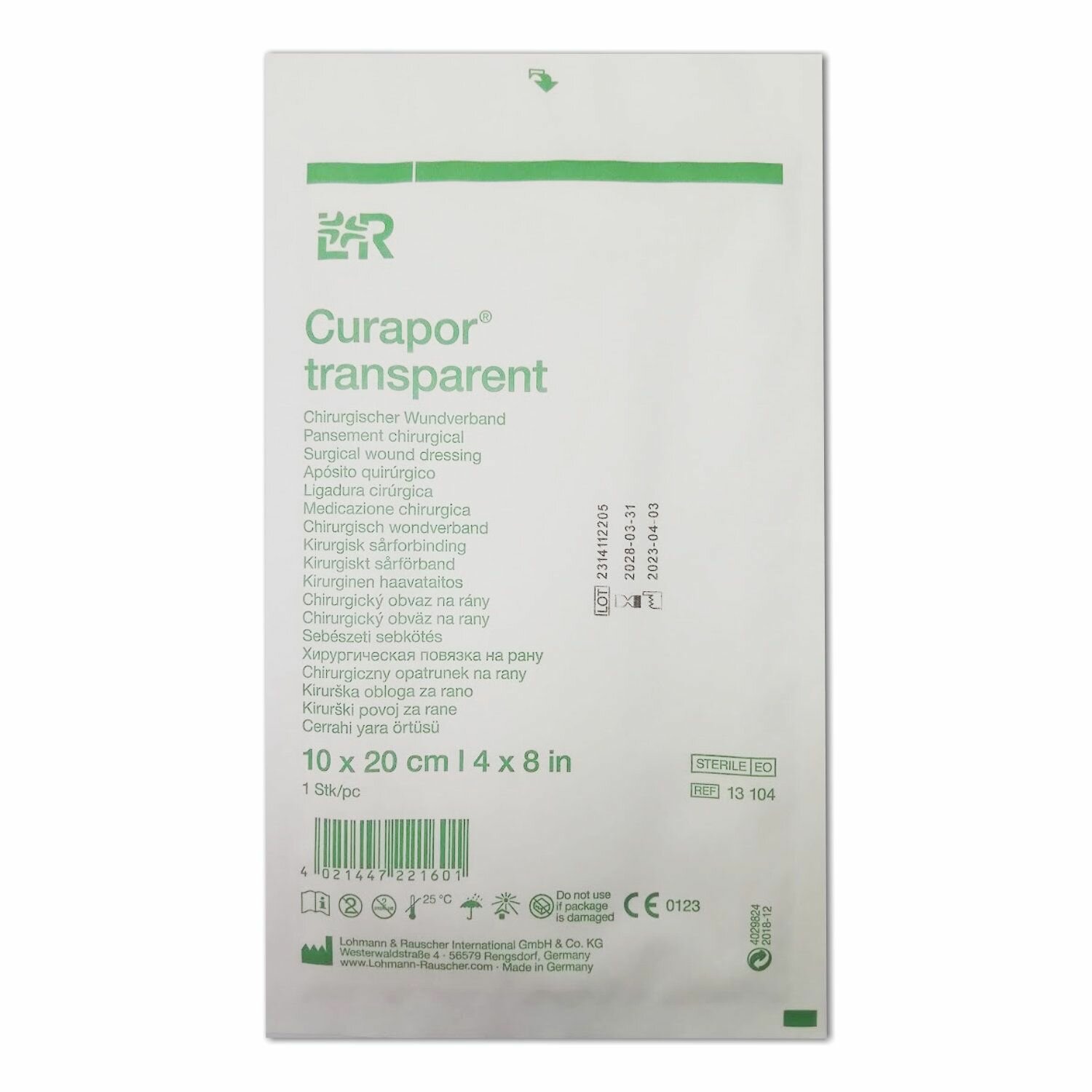Повязка послеоперационная прозрачная влагозащитная для ран Curapor Transparent (Курапор Транспарент) 10х20см 13104 (1шт.)