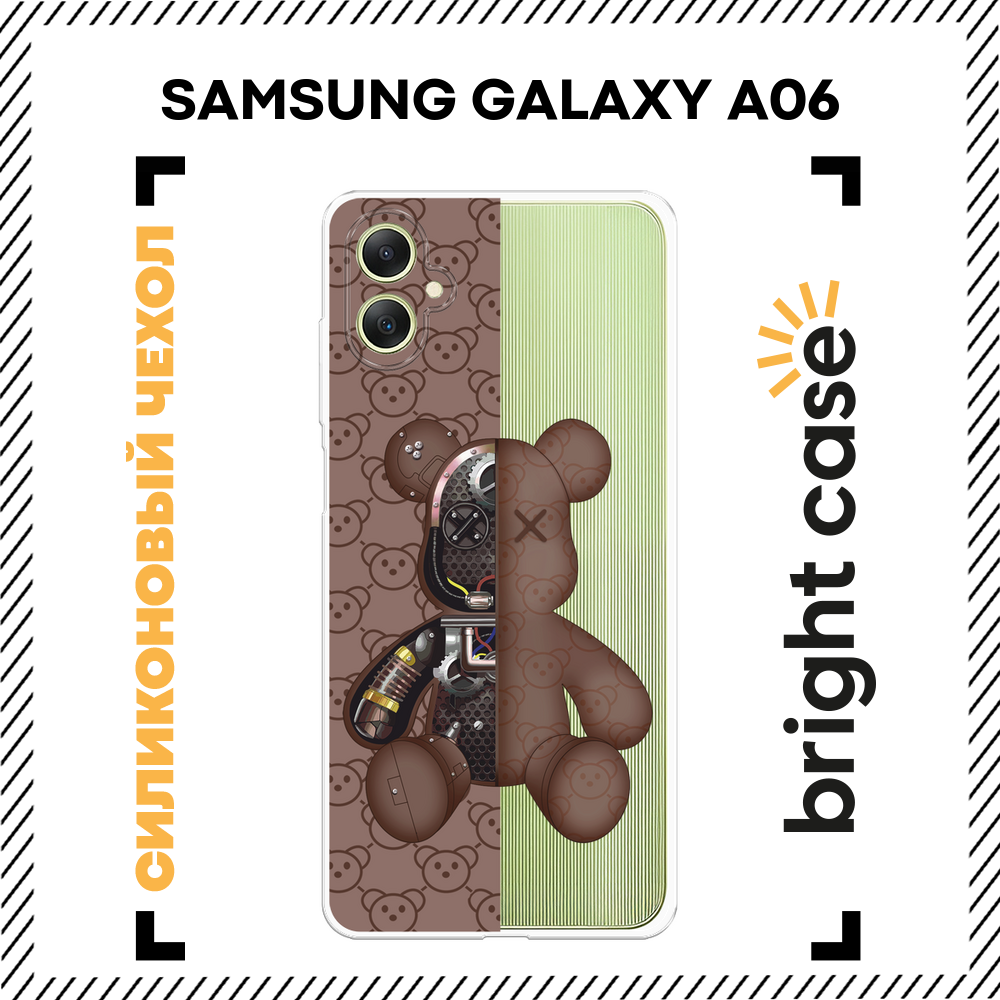 Чехол на Samsung Galaxy A06 / Самсунг Галакси А06 с принтом Половинка медведя, прозрачный