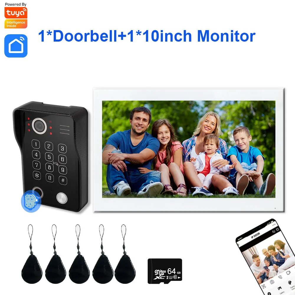 Видеодомофон Anjielosmart 1080P с датчиком отпечатков пальцев