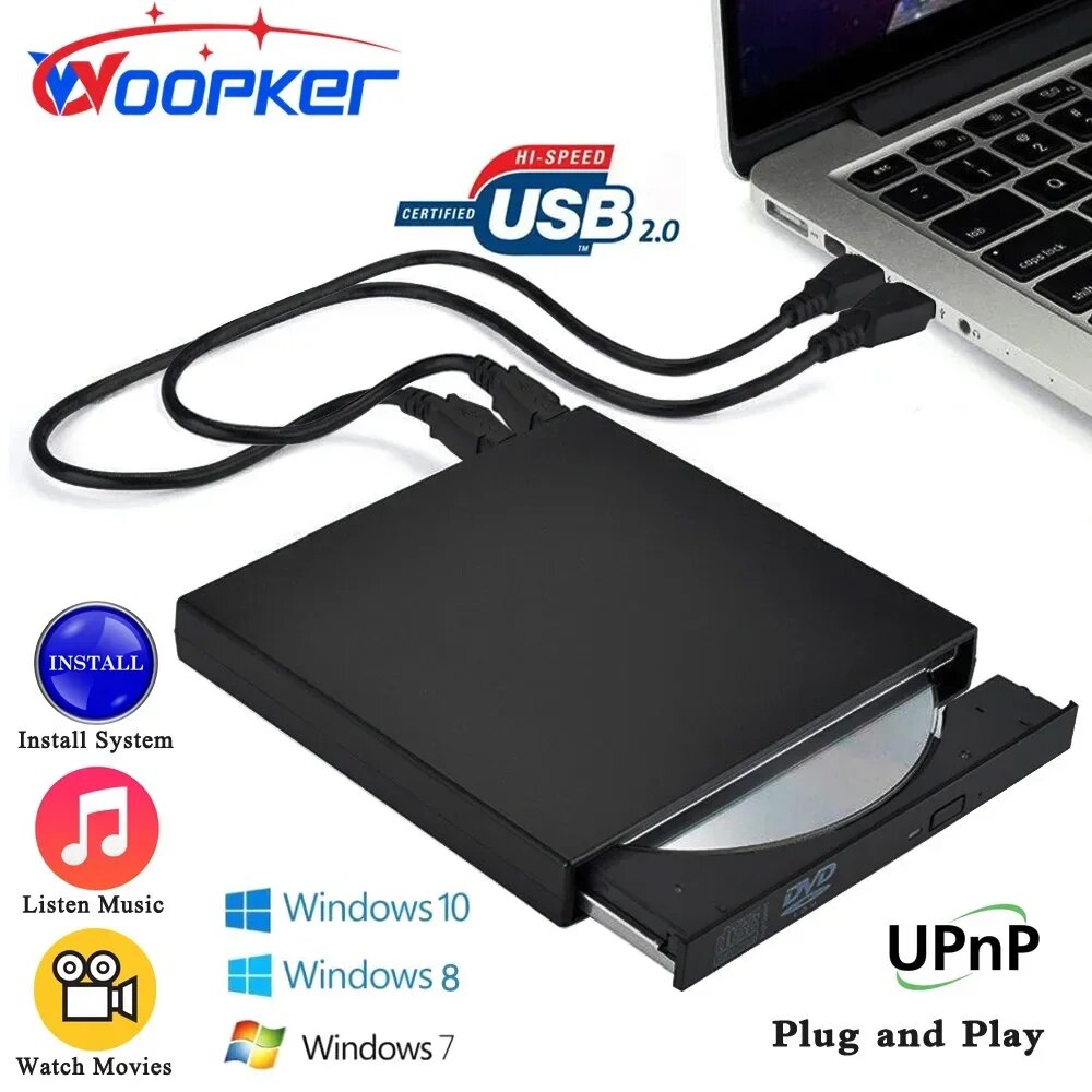 Woopker USB 2.0 Портативный DVD-плеер