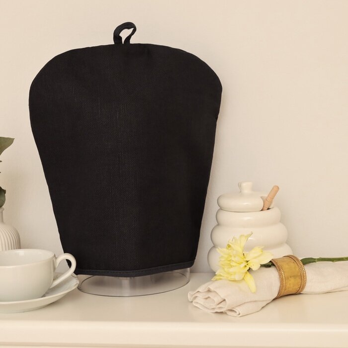 Грелка на чайник «Этель» Home collection, 28×28 см, 45% лён, 55% хлопок, чёрная