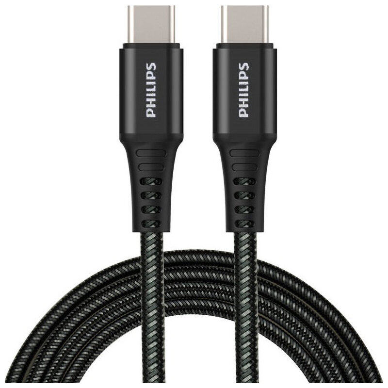 Кабель Philips USB C - USB C, 100W, 1.2м, черный (DLC9530B/67)