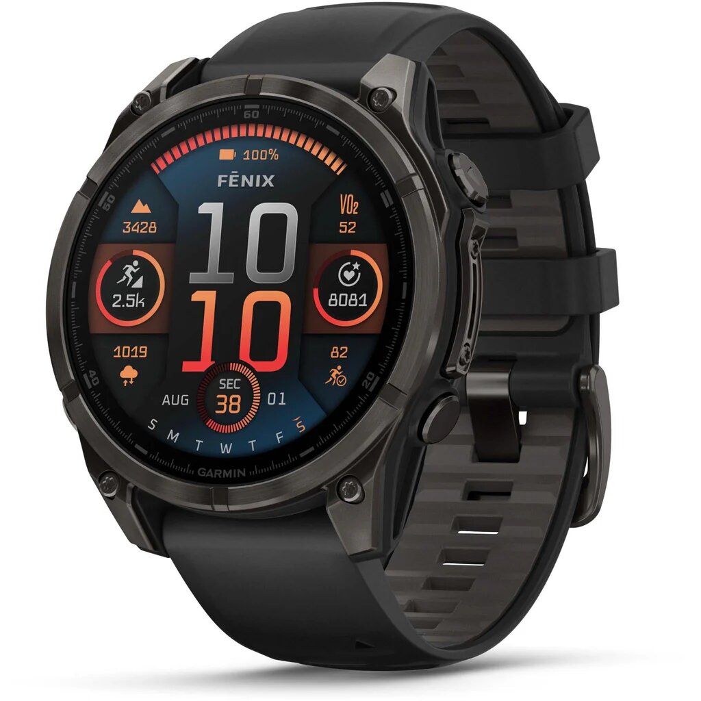 Умные часы Garmin FENIX 8 47mm Amoled Sapphire Carbon Gray DLC Titanium with Black/Pebble Gray Silicone