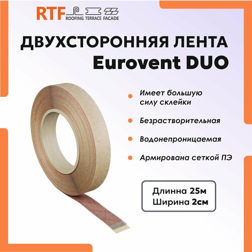 Двухсторонний скотч Eurovent DUO для гидро и пароизоляции 20x25 мм 1200₽