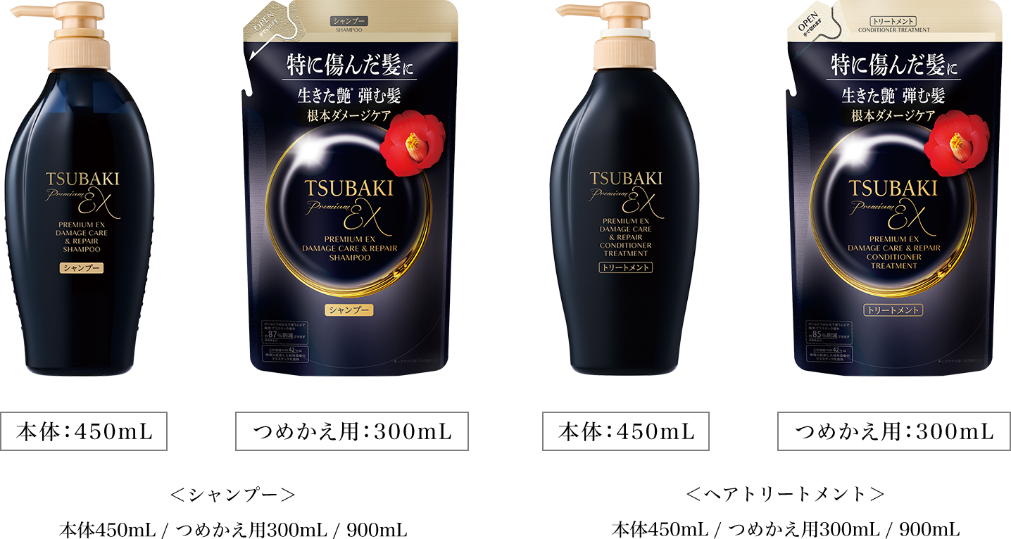 SHISEIDO TSUBAKI PREMIUM EX Интенсивный восстанавливающий шампунь для волос с маслом камелии 450 мл — фото 1
