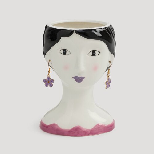 Изображение товара Подставка для косметических кистей, 14 см, керамика, Девушка в сережках, Girls