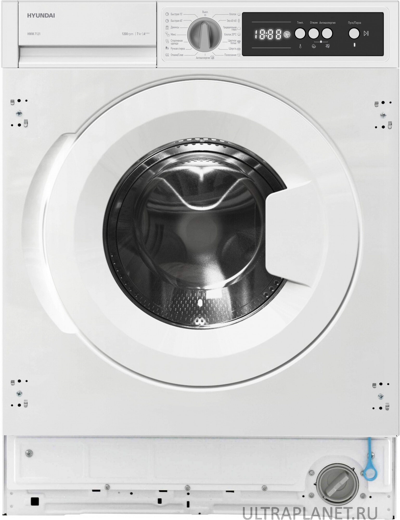 Стиральная машина Hyundai HWM 7121, встраиваемая, фронтальная загрузка, белый