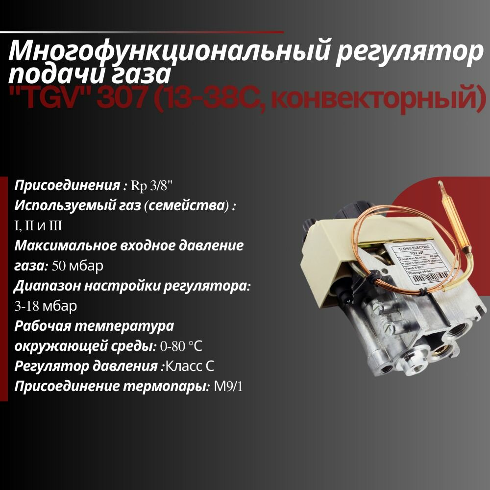 Многофункциональный регулятор подачи газа "TGV" 307 (13-38C, конвекторный)