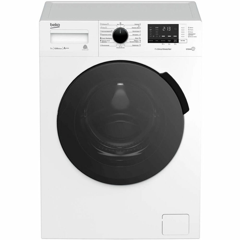 Стиральная машина Beko "WSPE7612W", A, 7 кг, с защитой от протечек, белая