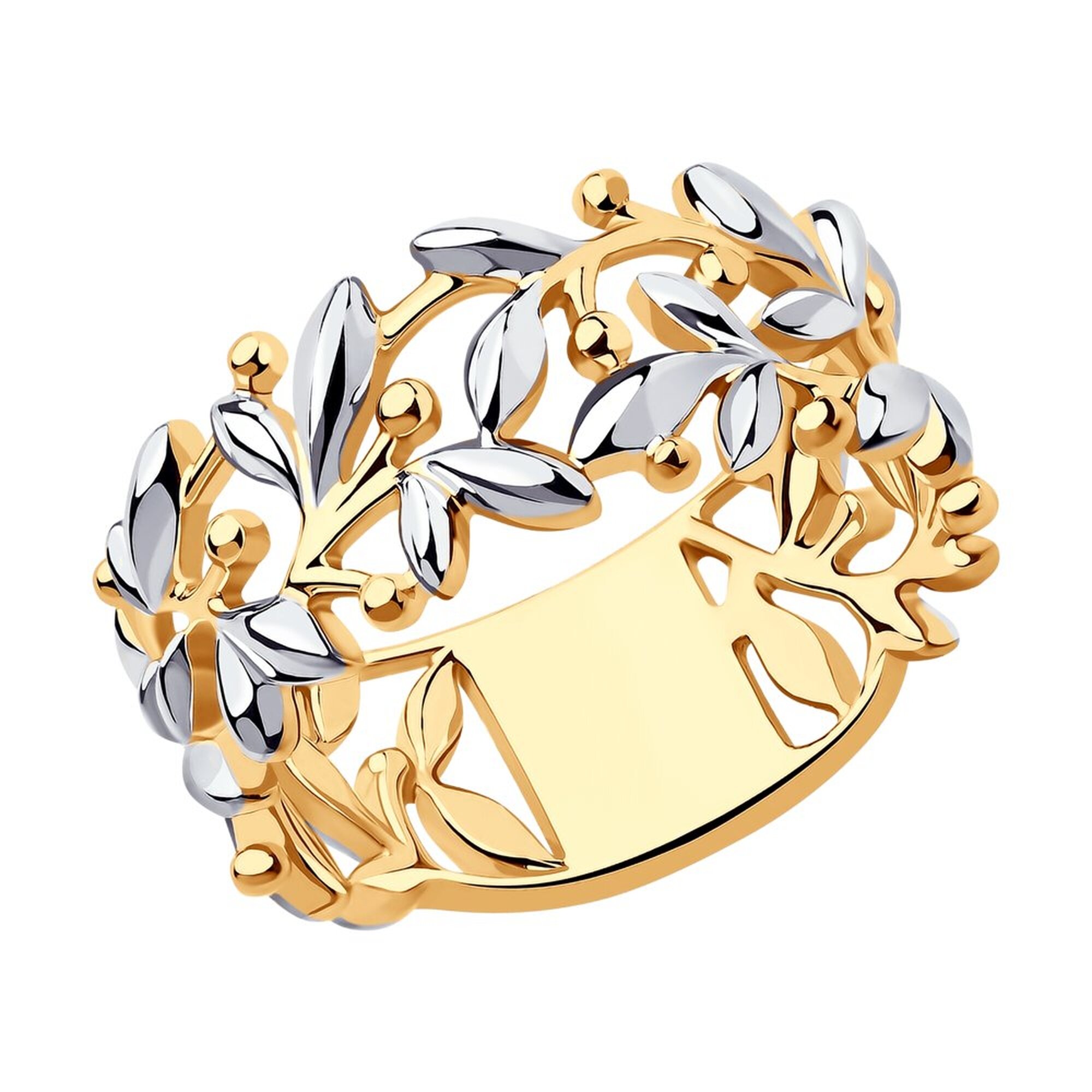 Кольцо тонкое Diamant online, серебро, 925 проба, золочение