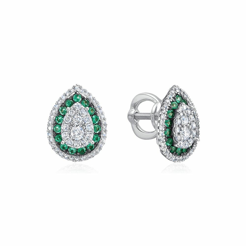 Серьги, белое золото, 585 проба, бриллиант