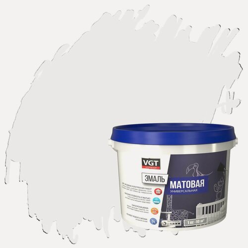 Изображение товара Эмаль универсальная матовая ВД-АК-1179 VGT (15кг) супербелый, база А