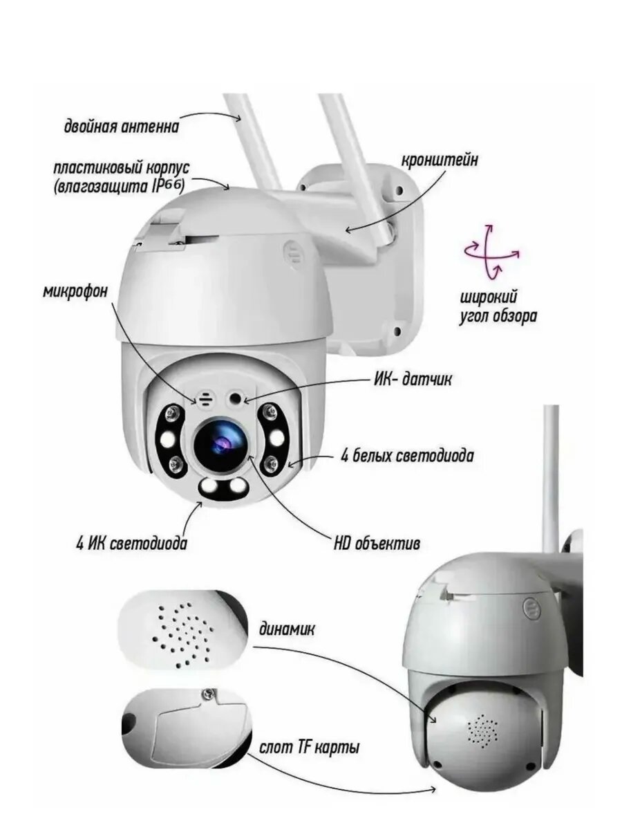 Уличная беспроводная камера наблюдения WiFi smart camera 2MP — фото 1