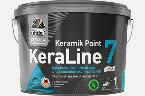 Изображение товара Краска для стен и потолков моющаяся Dufa Premium KeraLine Keramik Paint 7 матовая прозрачная база 3 2.5 л