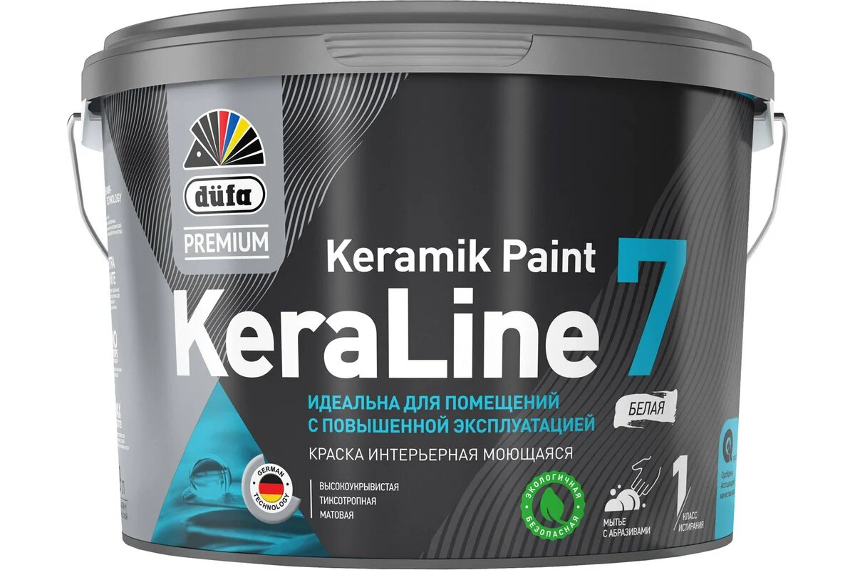 Краска для стен и потолков моющаяся Dufa Premium KeraLine Keramik Paint 7 матовая прозрачная база 3 25 л
