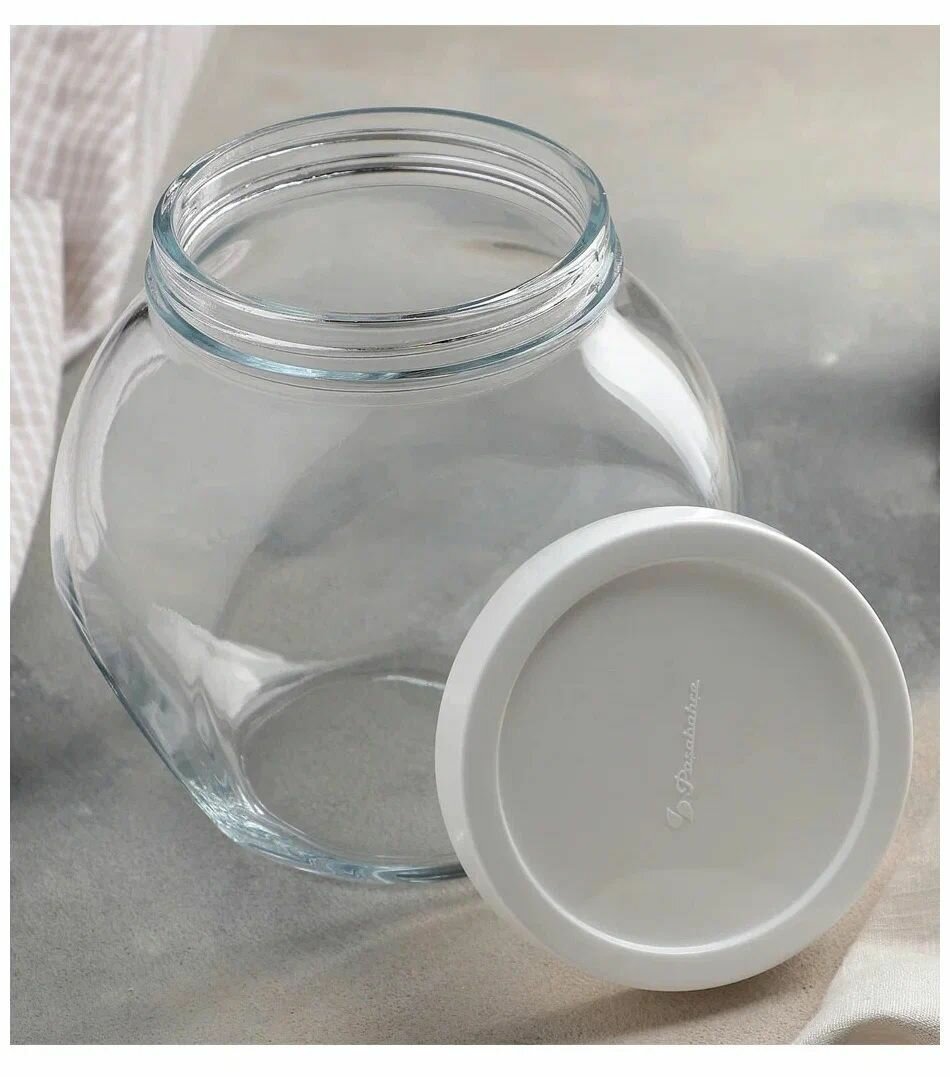 Банка Pasabahce Bella, стекло, пластик, с крышкой, прозрачная, 2140мл — фото 1