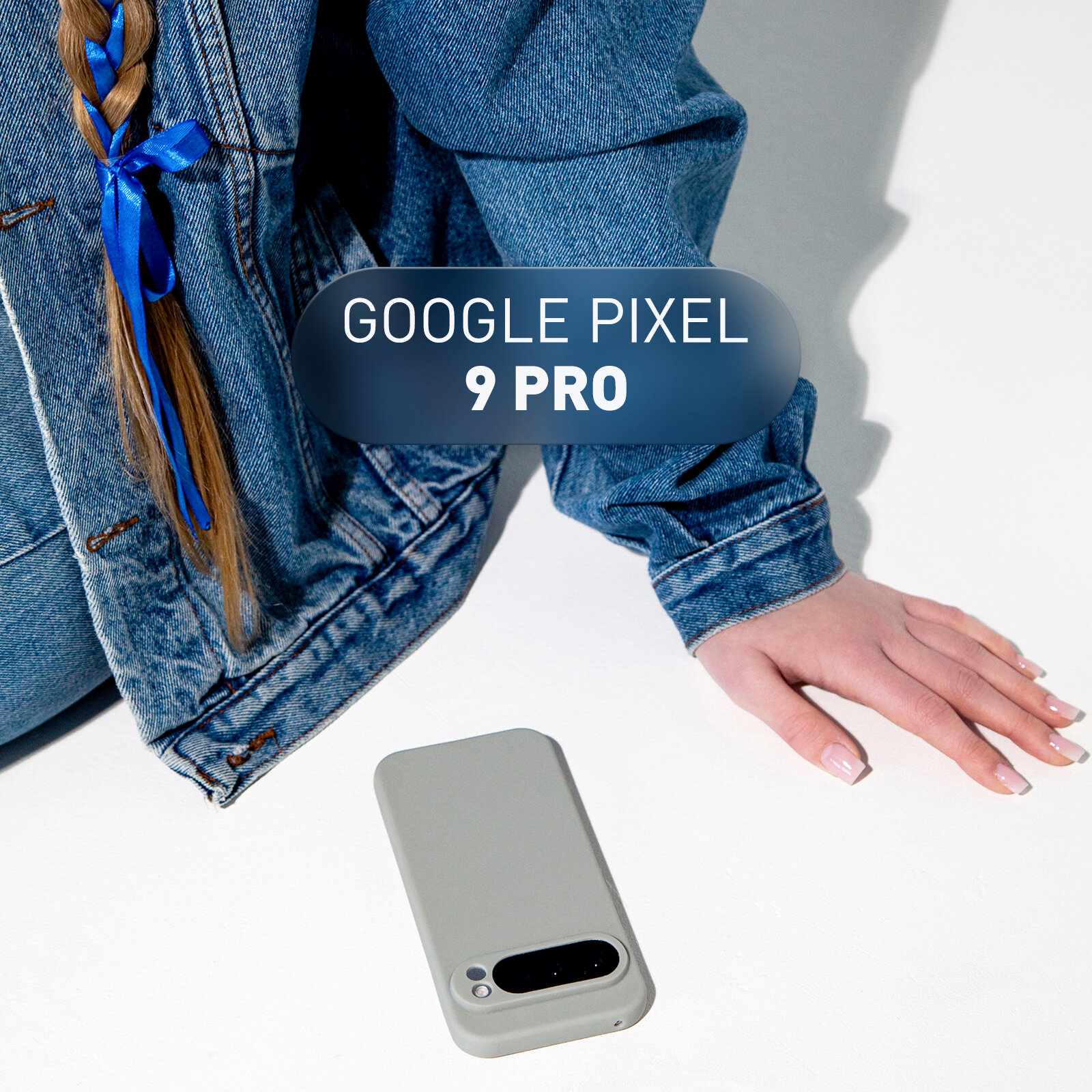 Матовый силиконовый чехол Rosco на Google Pixel 9 Pro (Гугл Пиксель 9 Про), тонкий, серый под цвет телефона