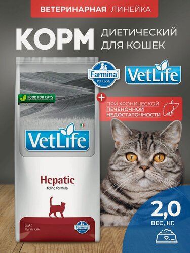 Изображение товара Cухой корм для кошек Farmina Vet Life Hepatic гепатик 2 кг При болезнях печени