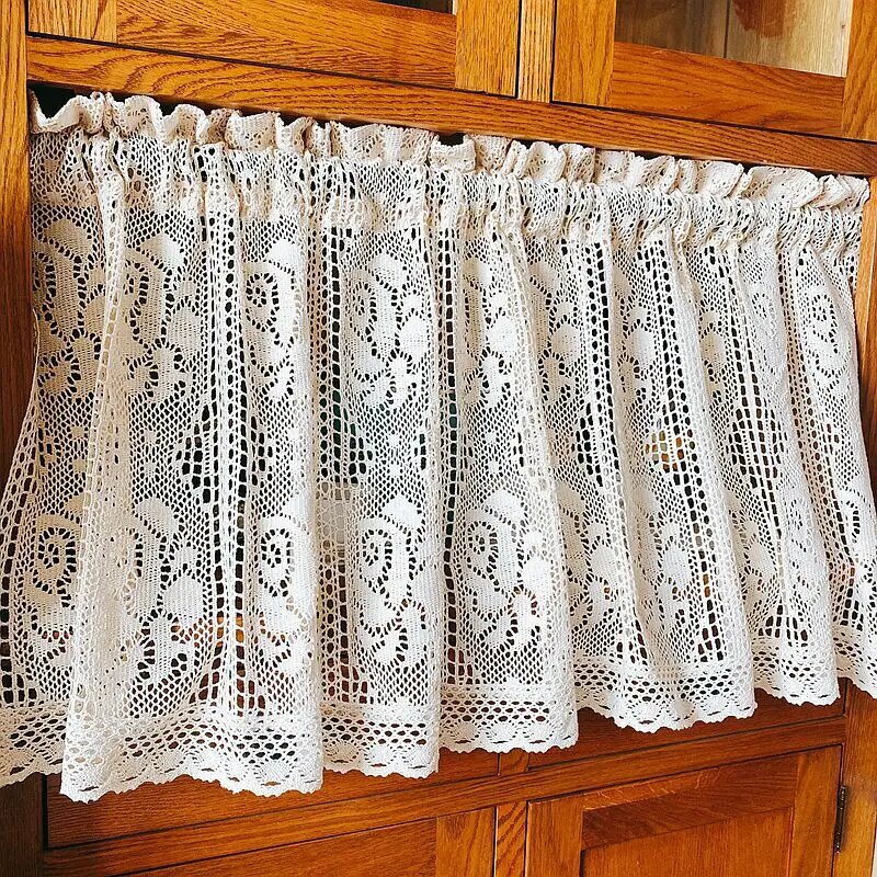 Льняные короткие шторы, 1 ШТ. 120ХН55СМ, белые, на штанге (без штанги)