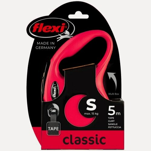 Изображение товара Поводок-рулетка Flexi New CLASSIC S, 5 м, 15 кг, красный
