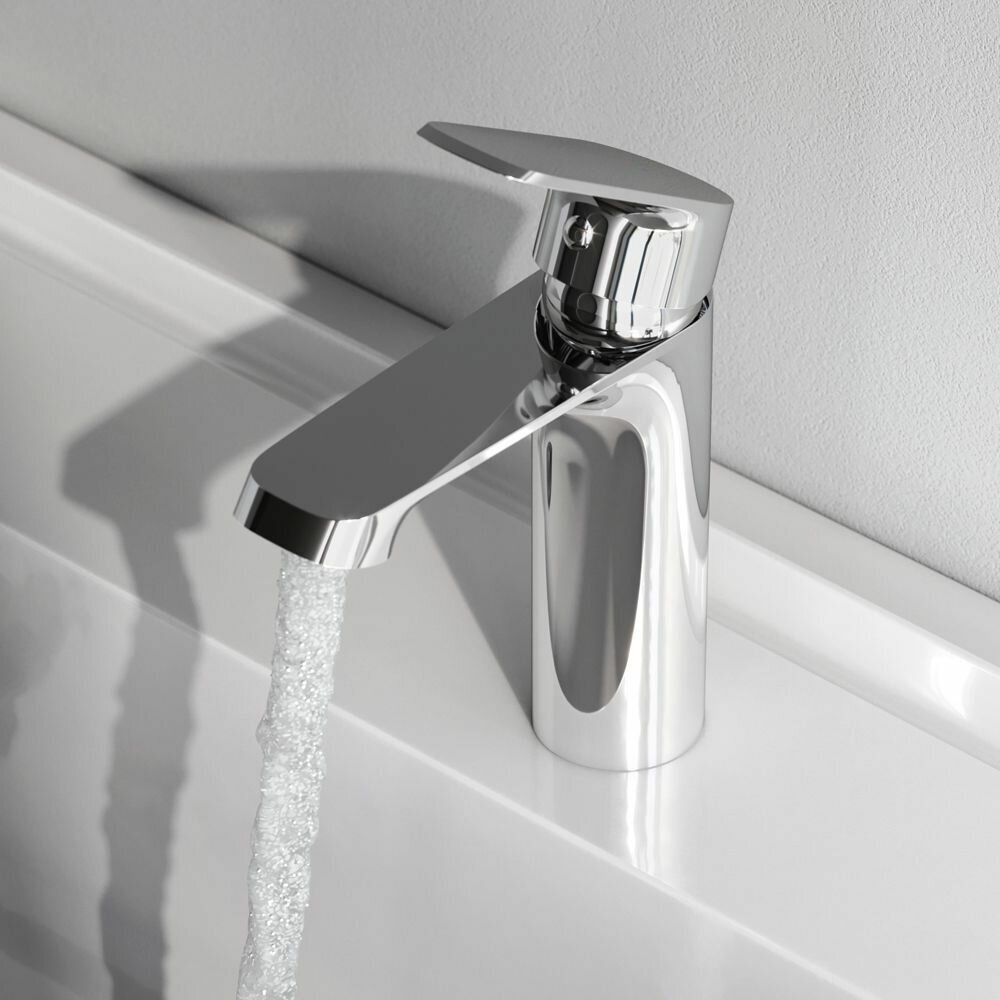 Смеситель GROHE", для раковины, рычажный, керамический картридж, геометричный дизайн
