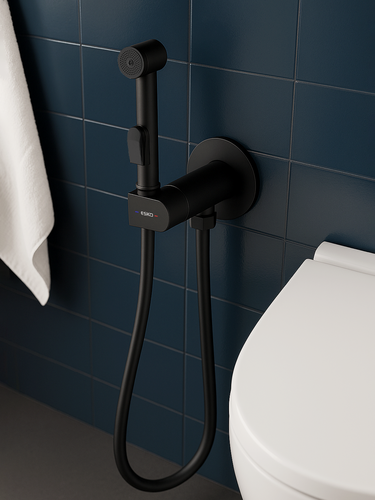 Изображение товара ESKO. Смеситель скрытого монтажа GSHBlack с гигиеническим душем, черный, гарантия 10 лет