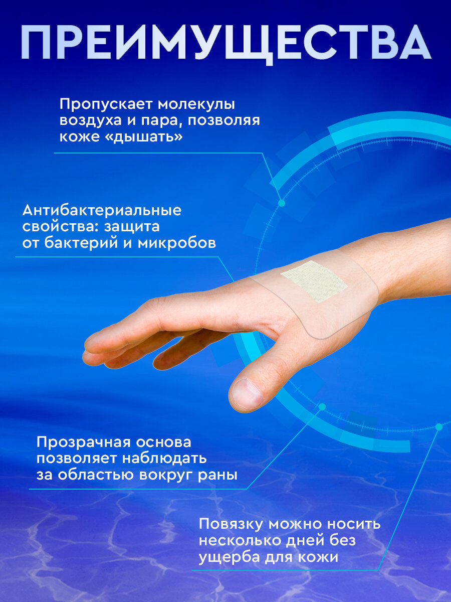 Пластырь Для Ингаляций Повязки полиуретановые водоотталкивающие бактерицидные 8 х 6 , 10 шт