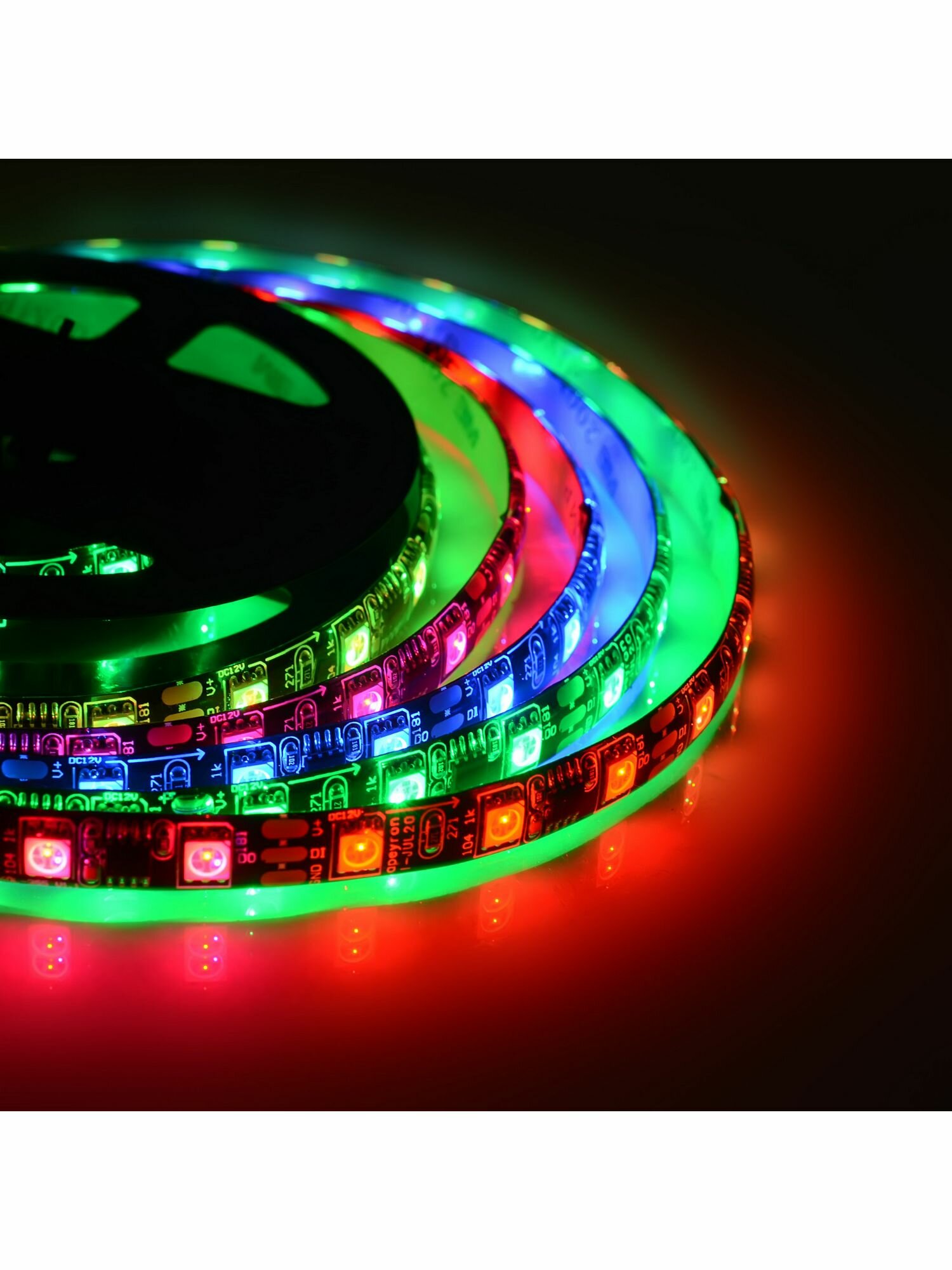 Светодиодная лента адресная SMD 5050 60 диод/14.5 Вт/м 12 В 10 мм IP65 2 м RGB чёрная подложка